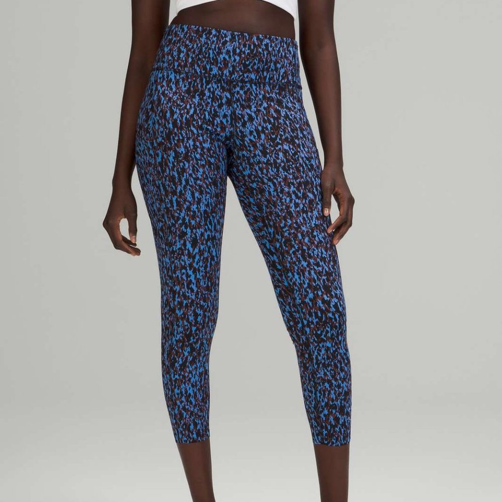 🔥 Lululemon Fast and Free High-Rise Tight 25" Leopard Camo Size 8 NWT